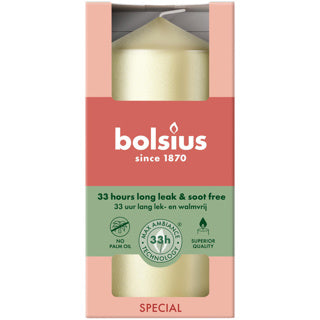 Bolsius stompkaars 120 58 metallic white silver | 6 stuks