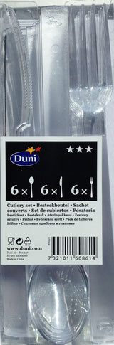 Duni wegwerp bestekset libra 6x mes, 6x vork, 6x lepel transparant