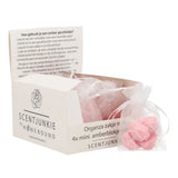 Amberblokje roos rose 2,5 cm organza zakje 4 stuks | 12 stuks