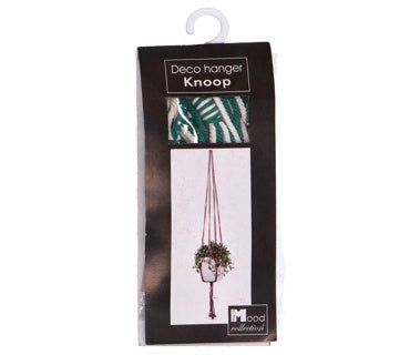 No brand in the mood collection bloempothouder donkergroen wit macrame 110 cm | 6 stuks