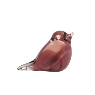 Sculptuur bird oud roze glas 11x6x7,5cm | 3 stuks
