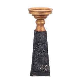 No brand ptmd kandelaar laya goud-zwart 34 cm | 2 stuks