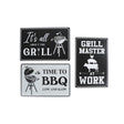 Wandbord bbq grill 3 assorti metaal 20x30x0,02cm | 4 stuks
