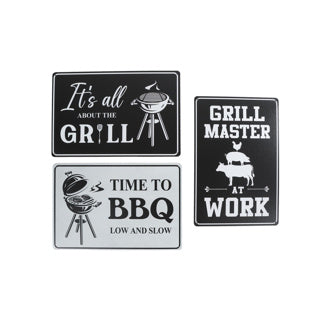 Wandbord bbq grill 3 assorti metaal 20x30x0,02cm | 4 stuks