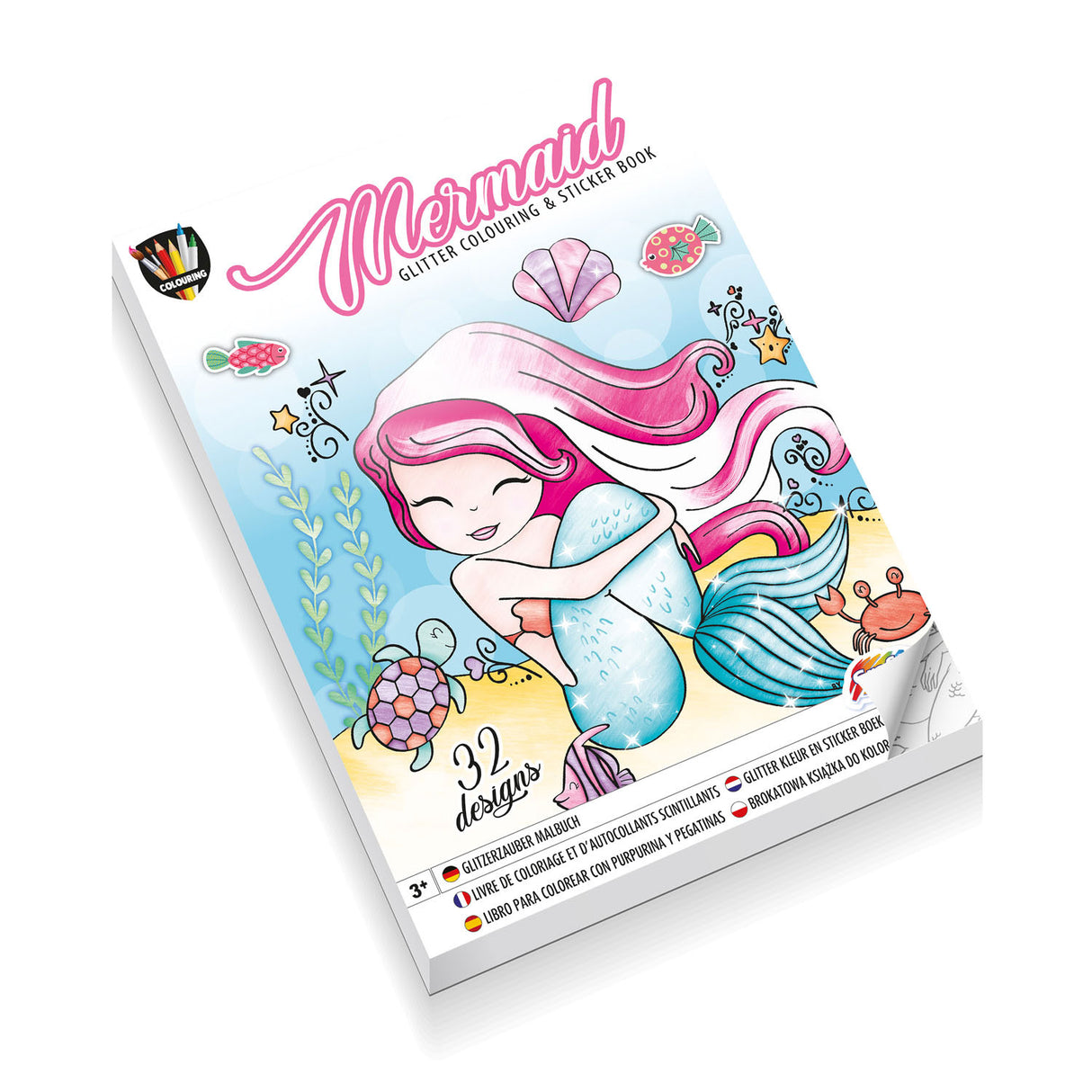 Kreativ Handwierksgrupp Glitter Faarwen Sticker Buch Mermaid