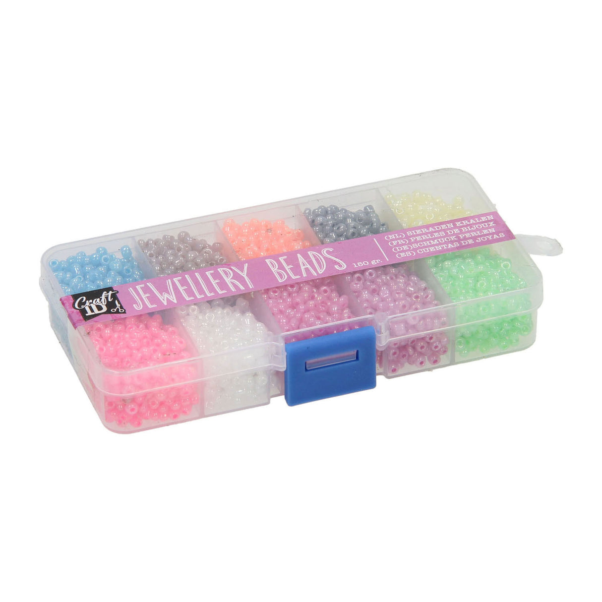 Creative Craft Group Jewelry Beads in Storage Bin, 10 colors