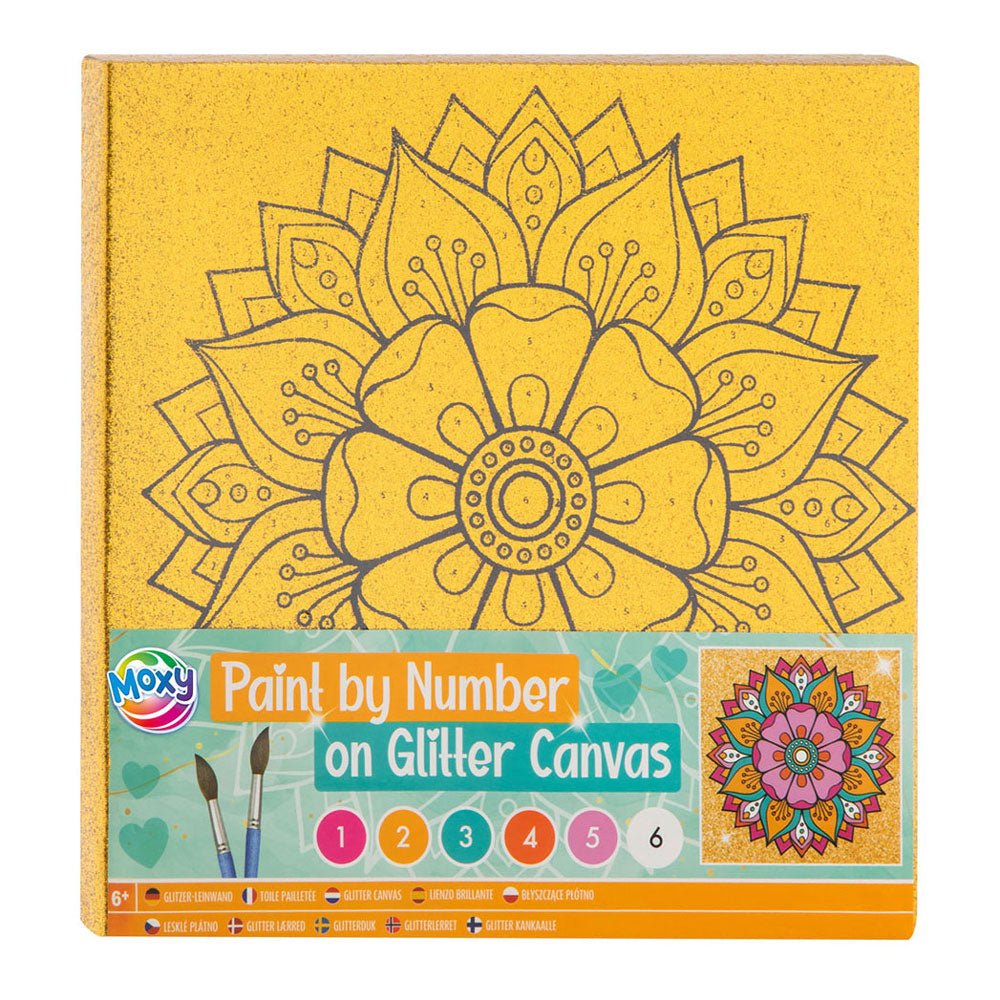 Creative craft group schilderen op nummer glitter canvas, 9dlg.