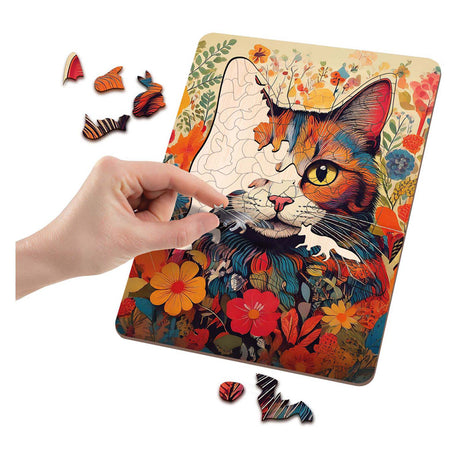 Creative craft group houten puzzel kat - unieke vormen - 130st.