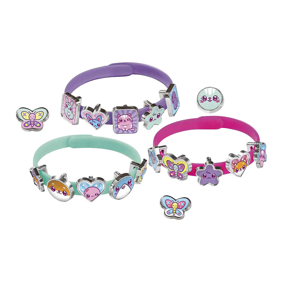 Totum mini mymy kawaii schuifarmbandjes maken - 3 stuks - met 18 dierenbedels - speelgoed kinderen - knutselen - voor meisjes - ook voor kleuters - vanaf 3 jaar