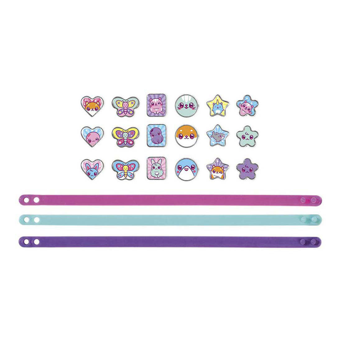 Totum mini mymy kawaii schuifarmbandjes maken - 3 stuks - met 18 dierenbedels - speelgoed kinderen - knutselen - voor meisjes - ook voor kleuters - vanaf 3 jaar