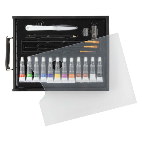 Creative craft group nassau zwarte houten koffer acryl set - 21dlg.
