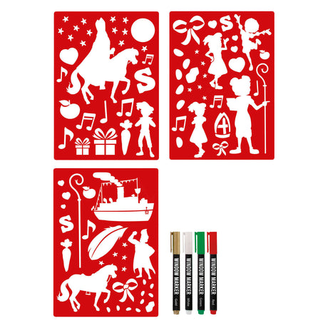 Creative craft group club van sinterklaas raamdecoratieset - 31x22cm