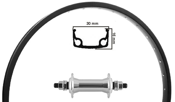 Kgs Front Wheel 26 (47-559) Black Black Leen Bike in acciaio inossidabile Spaak in acciaio inossidabile