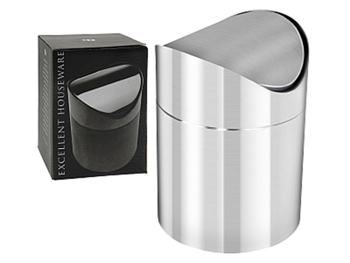 Excellent houseware afvalbakje voor op tafel met swing deksel materiaal rvs