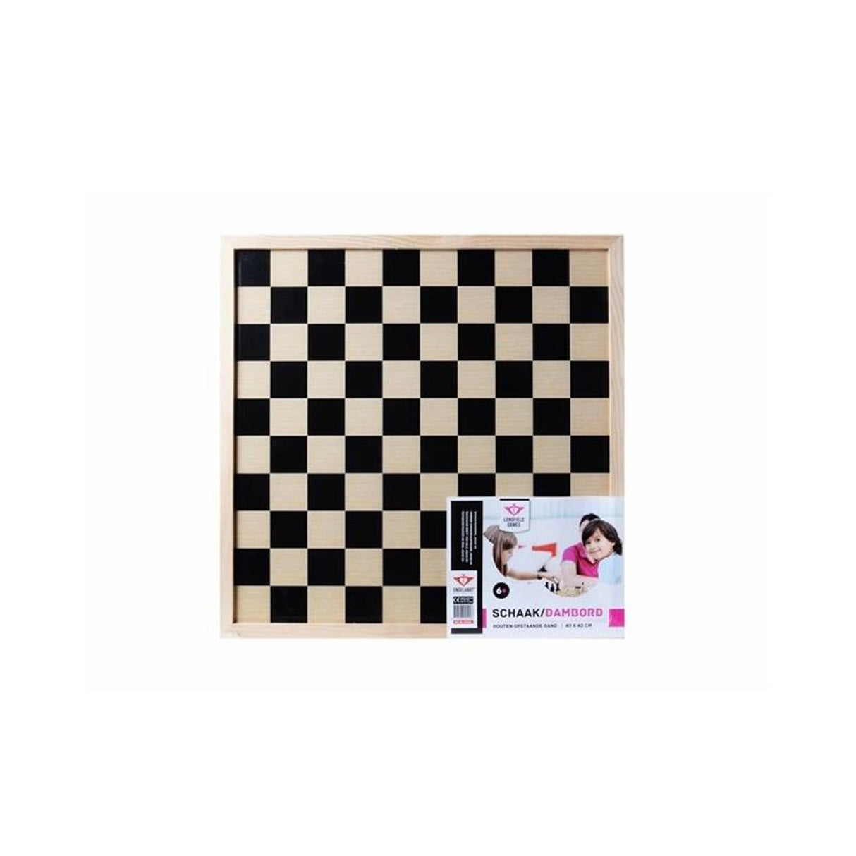 Longfield tweezijdig schaak- en dambord van hout – groot spelbord 40 x 40 cm – houten bord voor schaakspel dammen – klassiek bordspel – engelhart