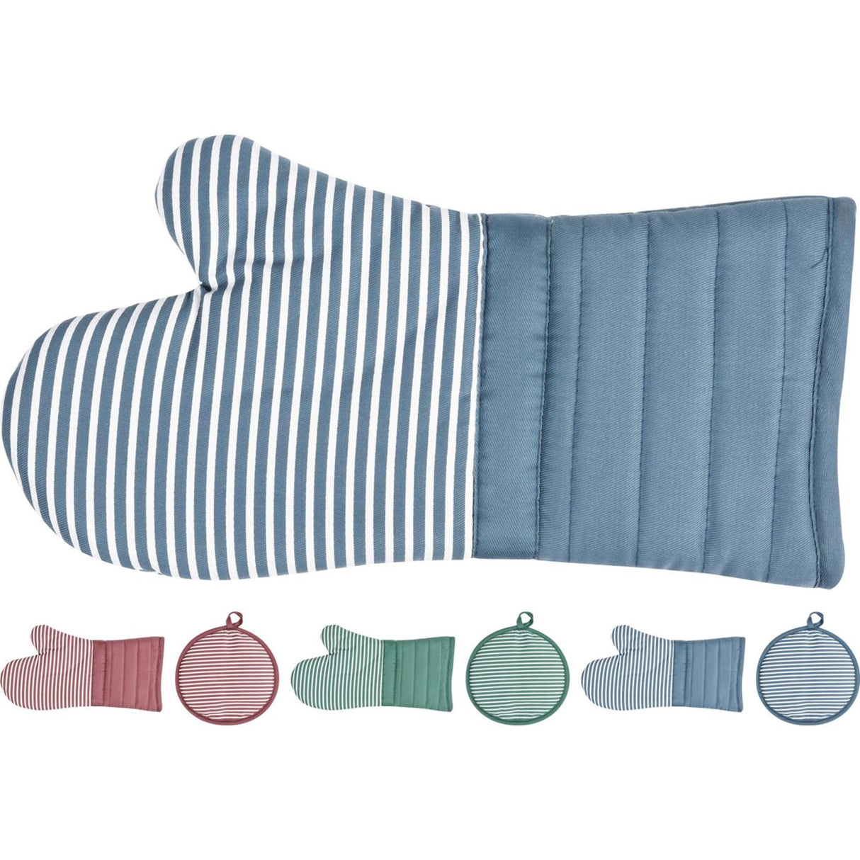 Excellent houseware ovenwant en pannenlap set 2-delig gestreept