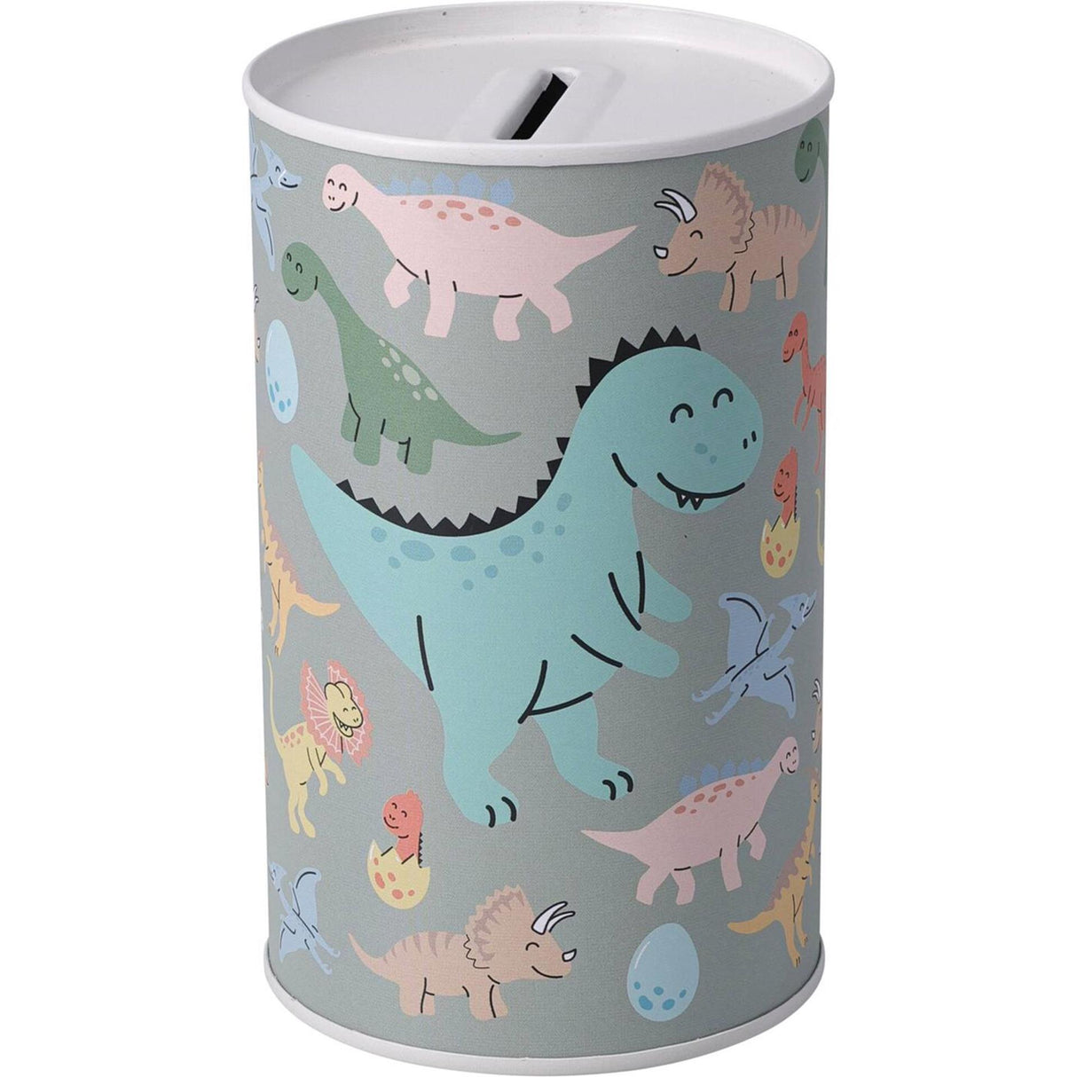 Spaarpot blik met kinderafbeelding 8x8x13cm
