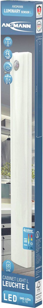 Ansmann 1600-0439 cabinet-light-large led-onderbouwlamp met bewegingsmelder 42 w koudwit, natuurwit, warmwit wit