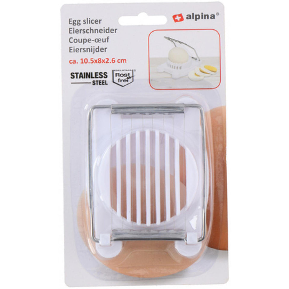 Alpina eiersnijder kunststof rvs wit 8x10,5cm