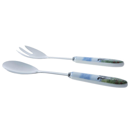 Wiebe van der zee 2 dlg saladebestek 25,5cm porselein rvs