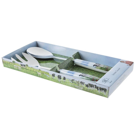 Wiebe van der zee 2 dlg saladebestek 25,5cm porselein rvs
