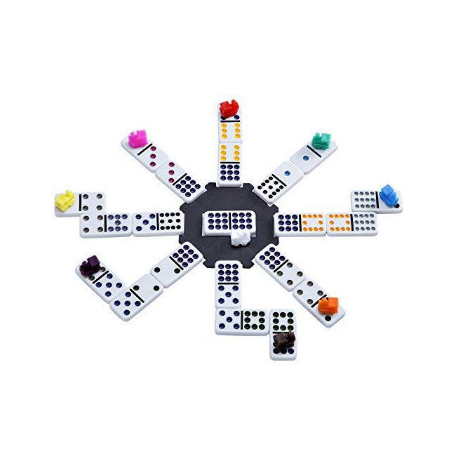 Domino mexican train in houten koffer