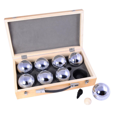 Engelhart metalen jeu de boules - 8 ballen in houten kist - luxe set - pétanque - boules - metalen ballen - geschikt voor elke jeu de boules baan - longfield