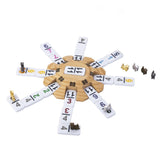 Engelhart domino mexican train accessoires set - 8 metalen treintjes - houten station - scoreblok -