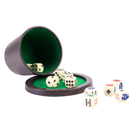 Pokerbeker met deksel en dobbelstenen