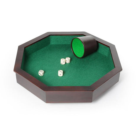 Longfield pitjesbak 8-hoekig - houten speelbak - ingelegd groen vilt - krijtborden voor score - 38,5 x 38,8 cm - engelhart