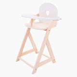 Longfield poppenstoel grijs wit – houten poppenkinderstoel met kussentje – poppenstoel voor rollenspel – geschikt voor alle poppen – engelhart