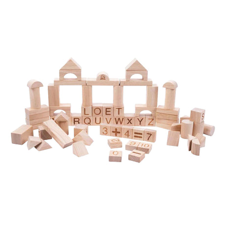 Set bouwplankjes, blokken en letters - 84dlg.