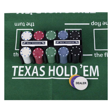 Longfield pokerset met kaarten kleed en 200 chips (4 gram) in doos