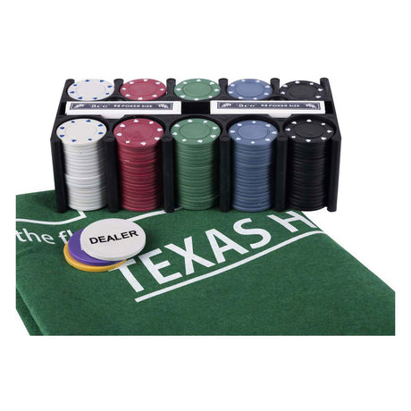 Longfield pokerset met kaarten kleed en 200 chips (4 gram) in doos