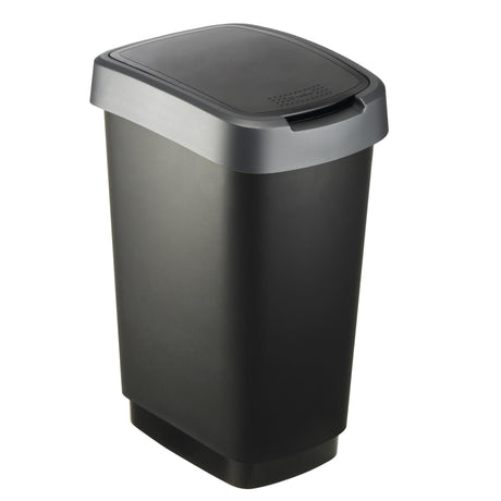 Rotho twist afvalbak 25l dark silver 333x252x476mm