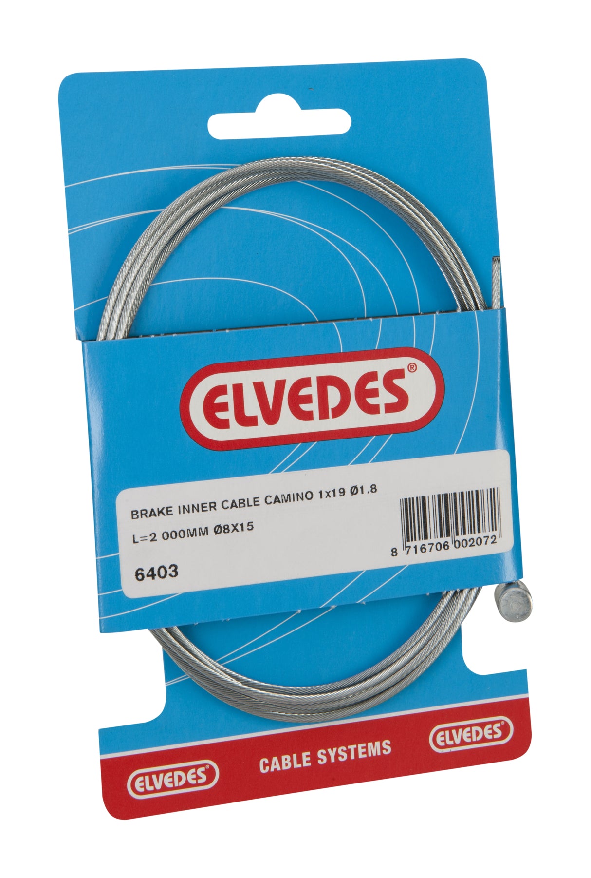 Elvedes rear brake inner cable Camino 2000mm galvanized t-nipple (on map)