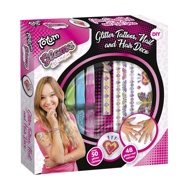 Totum glamz glitter tatoeages en haarkrijt