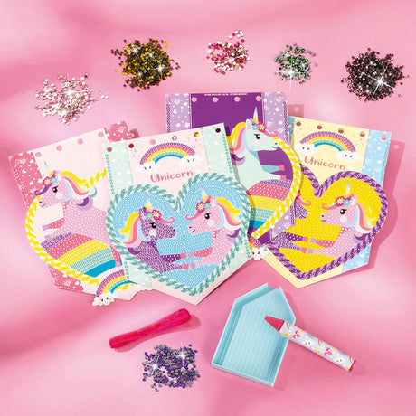 Totum unicorn 2-in-1 knutselkoffer - armbandjes en ketting maken en diamond painting kaarten versieren - speelgoed kinderen - knutselen - voor meisjes - vanaf 5 jaar