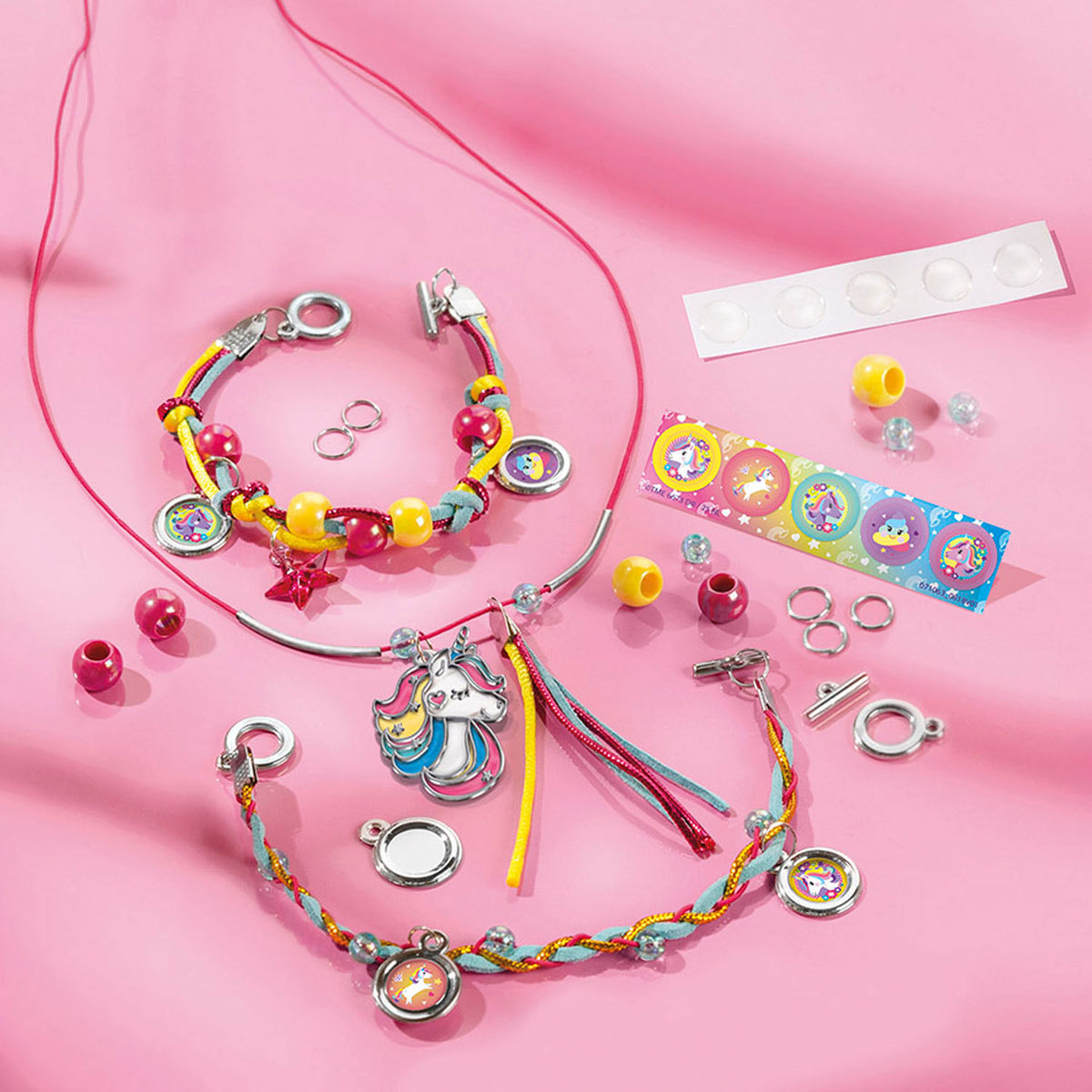 Totum unicorn 2-in-1 knutselkoffer - armbandjes en ketting maken en diamond painting kaarten versieren - speelgoed kinderen - knutselen - voor meisjes - vanaf 5 jaar