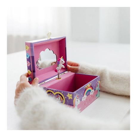 Totum unicorn sieradendoosje met muziek, juwelenkistje muziekdoosje met geluid | speelgoed meisjes - draaiende unicorn en spiegel cadeau tip peuter kleuter