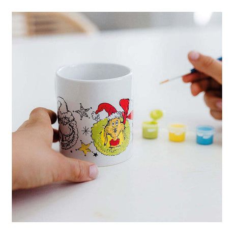 Totum the grinch - inkleur mok beker beschilderen - knutselset incl. 5 kleuren verf en penseeltje - creatief speelgoed jongens meisjes cadeautip