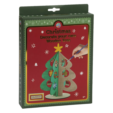 Creative craft group decoreer je eigen houten kerstboom - 24cm