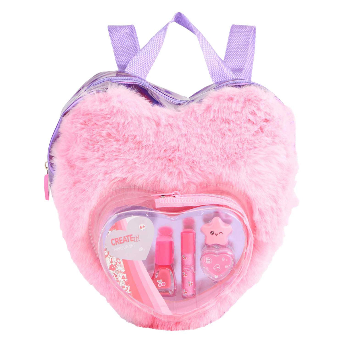 Canenco create it! beauty make-up set in fluffy rugtas love roze