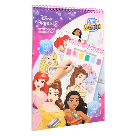 Disney princess waterverf kleurboek, 24 kleurplaten met penseel