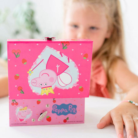 Bambolino peppa pig sieradendoosje, juwelenkistje, muziekdoosje - met draaiende peppa ballerina en spiegel - junior peuter en kleuterspeelgoed vanaf 3 jaar - cadeautip