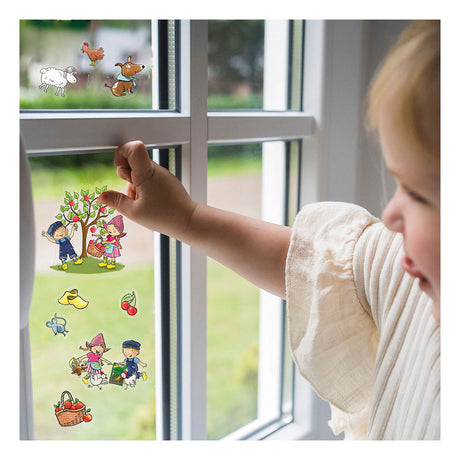 Fien teun raamstickers, niet permanente verplaatsbare stickers - met speelachtergrond - vanaf 3 jaar - bambolino toys