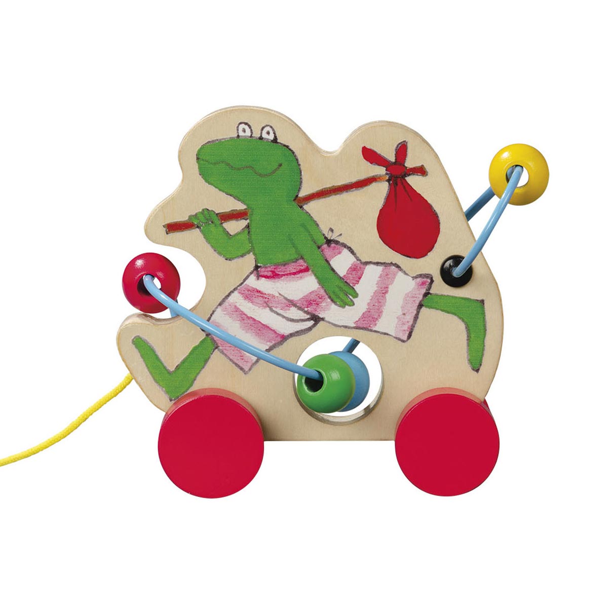 Bambelino Toys Holz Trek -Frosch mit Perlenrahmen