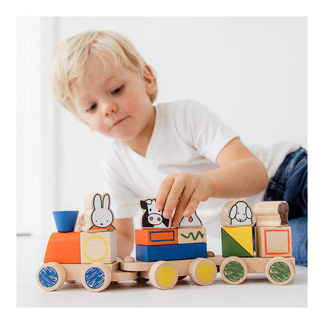 Bambolino nijntje houten blokkentrein - 3 wagons - peuter en kleuter speelgoed - voor meisjes en jongens - vanaf 1,5 jaar - speelgoed kinderen - toys