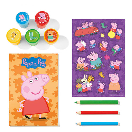 Totum peppa pig creatieve knutselset met stempels, potloden en stickers - educatief speelgoed junior creatief knutselen stempelen knutselen