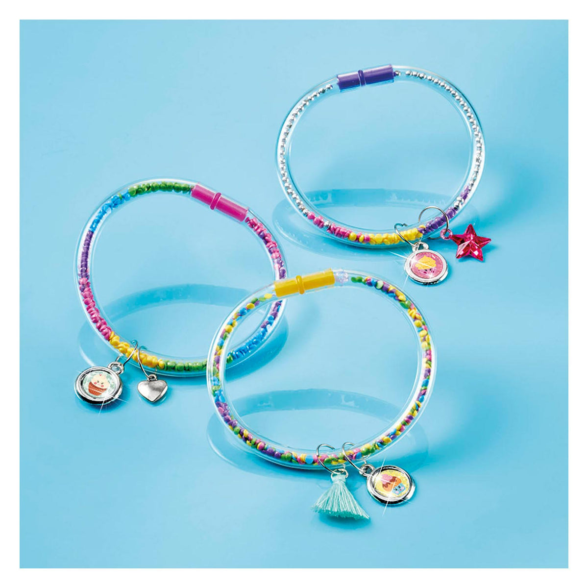 Totum vulbare armbandjes maken - knutselset speelgoed meisjes vanaf 4 jaar - buisarmbandjes vullen met meer dan 2400 steentjes in vrolijke kleuren - tube bracelets